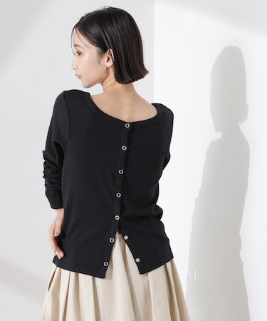 前後2wayクルーネックリブカットカーディガン