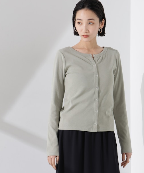 前後2wayクルーネックリブカットカーディガン