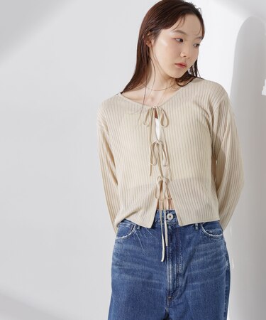前後2wayリボン開きカーディガン