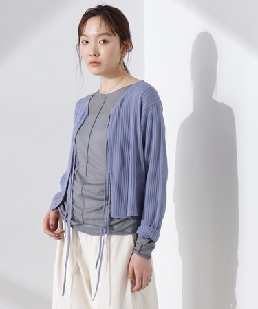 前後2wayリボン開きカーディガン
