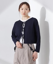 前後2wayリボン開きカーディガン