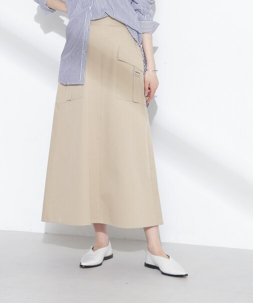 フラップポケットフレアスカート