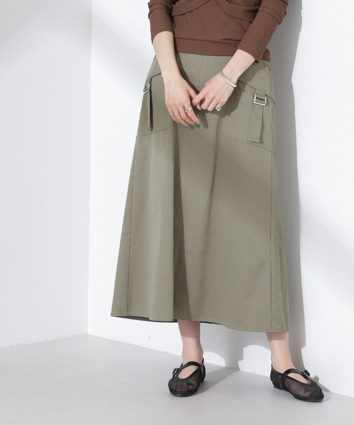 フラップポケットフレアスカート