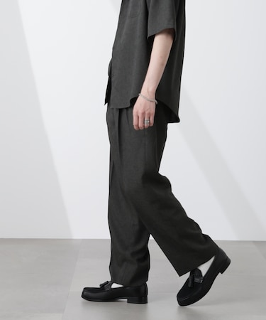 テックリネンリラックスタックテーパードパンツ