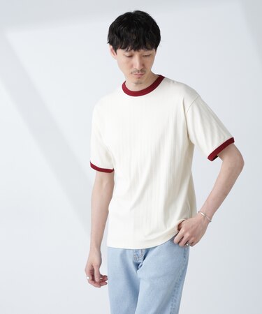 「NJ／CLUB」 針抜きリンガーTシャツ