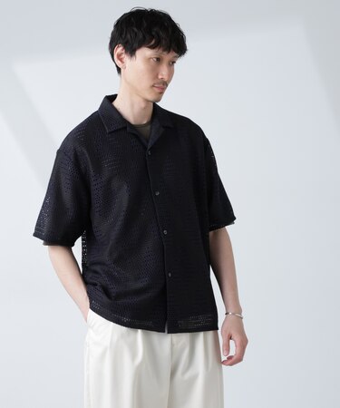 ダイヤレース オープンカラーシャツ