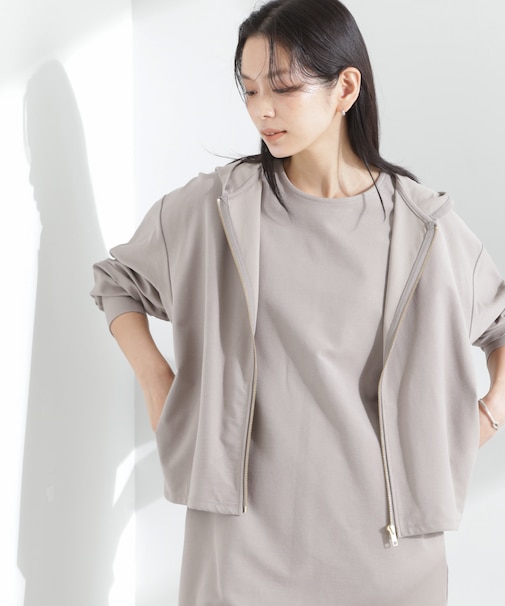 「MC」coveross(R)ツイル調 冷感プレーティング天竺ジップアップパーカー