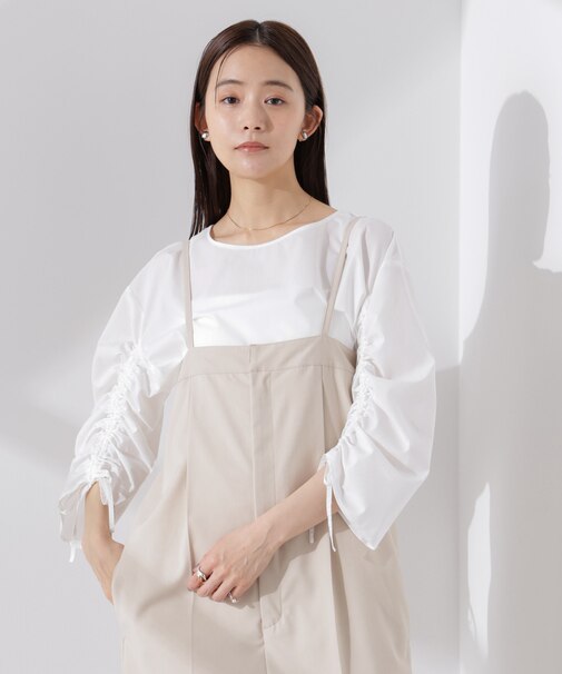 ドロストギャザースリーブプルオーバーシャツ