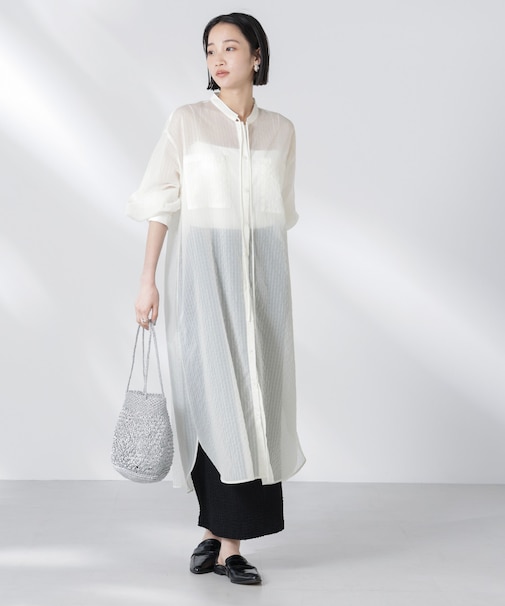 シアーストライプシャツワンピース