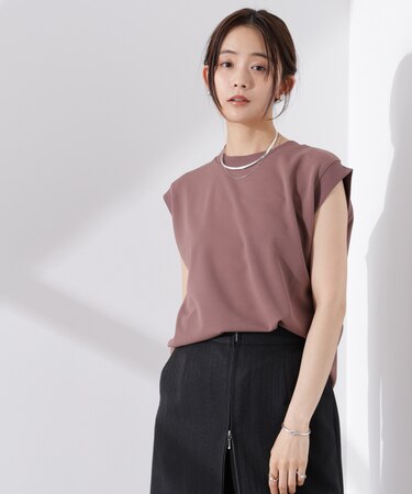 カットジョーゼットノースリーブTシャツ