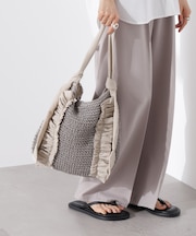 ギャザーフリルソフトペーパー編みバッグ