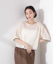 洗濯機洗可バイカラーシアーニット