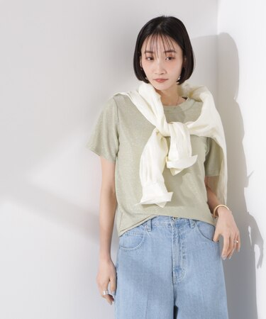 ラメカットクルーネックＴシャツ
