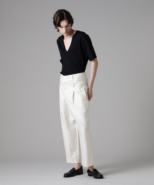 ナノユニバース（NANO universe）/「ASSEMBLANC」ウォッシャブルシルクワイドリブVネックニットTシャツ ASSEMBLANC」ウォッシャブルシルクワイドリブVネックニットTシャツ