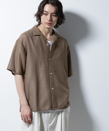 スラブラメ オープンカラーシャツ