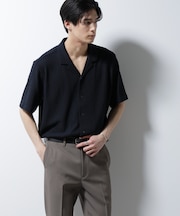 「Damerino」 ヘリンボン オープンカラーシャツ 半袖