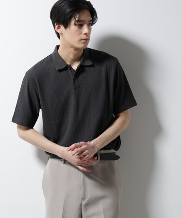 ｢Damerino｣ヘリンボンポロシャツ／防シワ・吸水速乾・UVカット