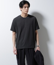 ｢Damerino｣ヘリンボンクルーネックTシャツ／防シワ・吸水速乾・UVカット