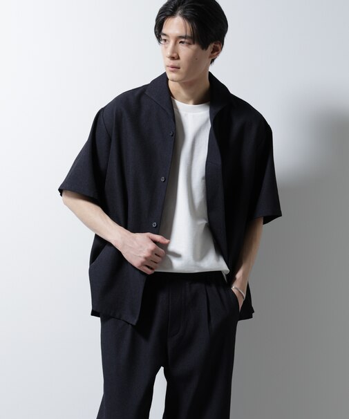 「MC」coveross(R)EOS ポリエステル ブッチャーイタリアンカラーシャツ