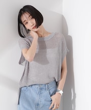 ラメメッシュノースリーブニット (セットアップ可)