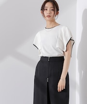 スクエアスリーブバイカラーニット