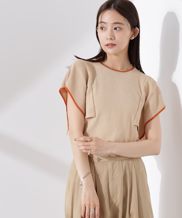 スクエアスリーブバイカラーニット