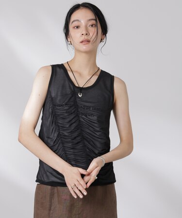 シアーレイヤードロゴタンクトップ
