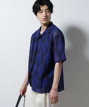 ダイヤレース オープンカラーシャツ