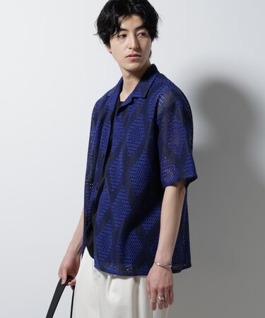 ダイヤレース オープンカラーシャツ