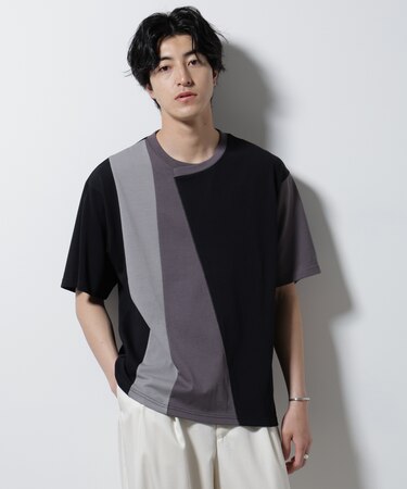 デザイン切替クルーネックTシャツ 半袖