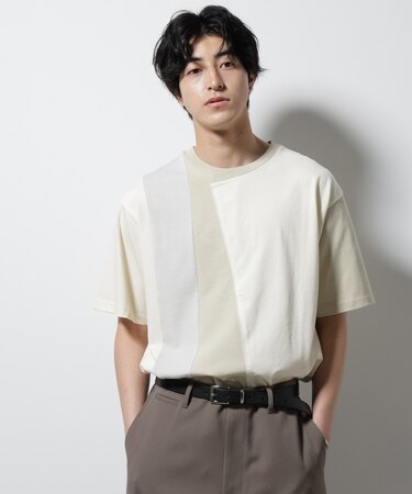 デザイン切替クルーネックTシャツ 半袖