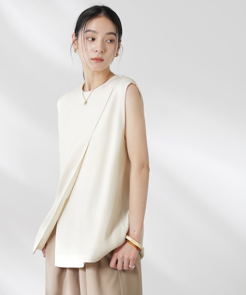 ダブルクロスフロントレイヤードブラウス (セットアップ可)