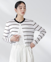 ボーダーシアーコットンカーディガン