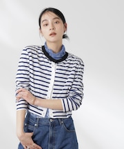 ボーダーシアーコットンカーディガン