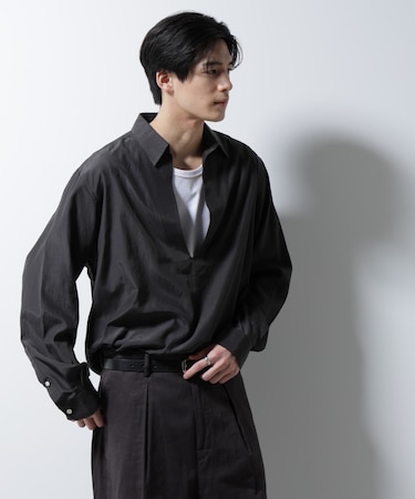 キュプラコットンバルーズシャツ 長袖