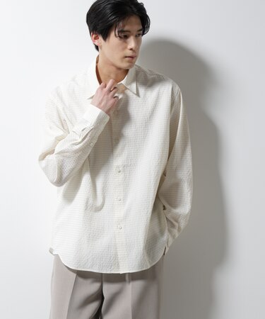 アセテートシアーギンガムチェックレギュラーカラーシャツ 長袖