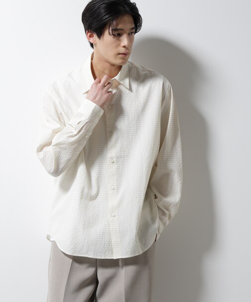 アセテートシアーギンガムチェックレギュラーカラーシャツ 長袖