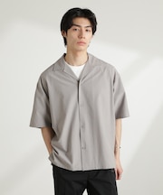 ストレッチワイドオープンカラーシャツ 半袖(セットアップ可)