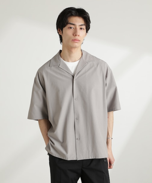 ストレッチワイドオープンカラーシャツ 半袖(セットアップ可)