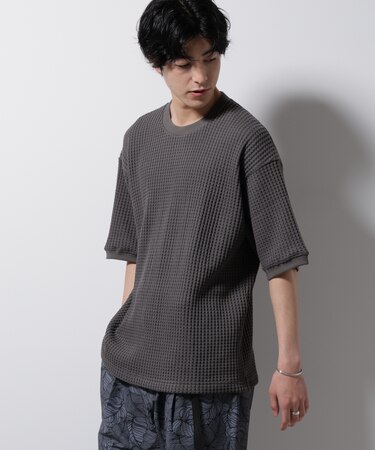 オニワッフルビッグTシャツ 五分袖