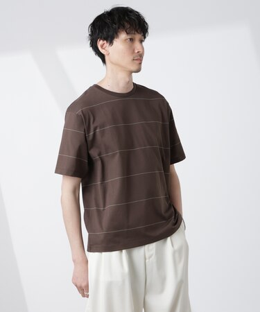 パネルボーダーTシャツ 半袖