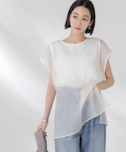 シアーレイヤードノースリーブカットトップス