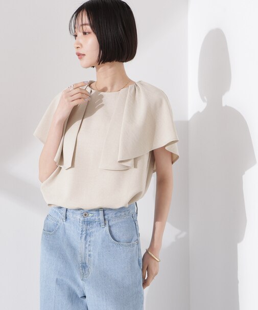 フレアスリーブデザインブラウス