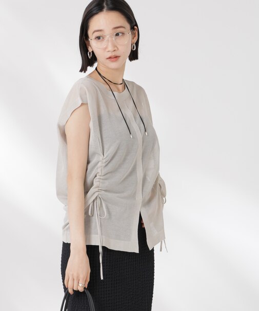 前後2wayドロストデザインシアーニット