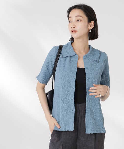 衿付カットジャガードメロートップス