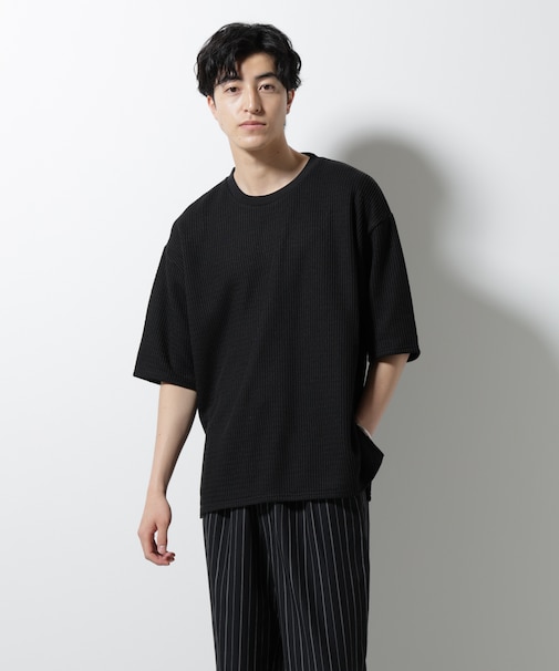 ジャガードニットソーTシャツ 半袖(セットアップ可)