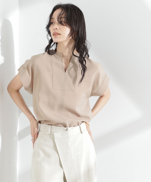 メランジドライ スキッパータックブラウス(セットアップ可)
