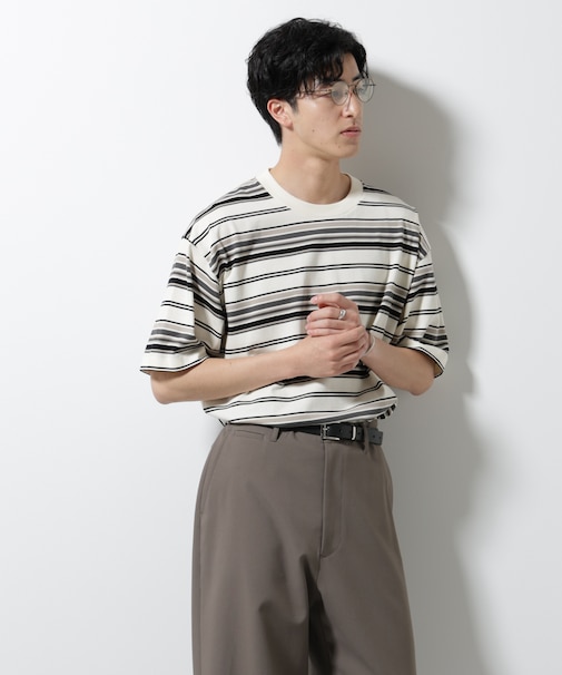 マルチボーダーリラックスＴシャツ 半袖