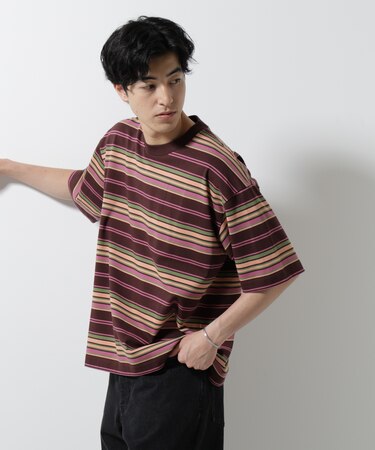 マルチボーダーリラックスＴシャツ 半袖