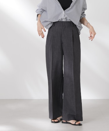 リネンライクセンタープレスタックパンツ(セットアップ可)